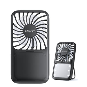 Gaiatop Handheld Mini Fan, 3 Speed Portable Lash Fan Makeup Mirror with LED Light