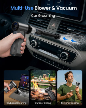 Gaiatop Portable Handheld Turbo Fan, 125500 RPM Electric Air Duster, 35.4m/s Adjustable Speeds Mini Personal Fan, Rechargeable Dust Blower for Keyboard Computer Car Gifts for Men Women Outdoor Travel